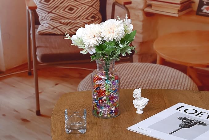 LAIDANLA 500PCS Multicolor Acrylic Gems Fake Ice Cubes Vase Fillers for Centerpiece Colorful Plastic Diamonds Fake Crushed Rocks for DIY Party Table Scatter Prop Wedding Decoration Accessories