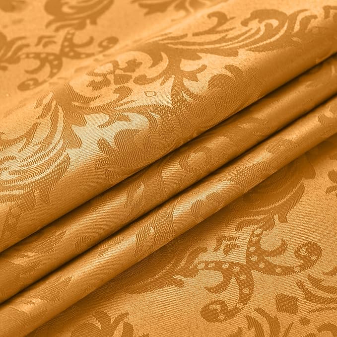 SASTYBALE Amber Rectangle Jacquard Tablecloth, Spill Wrinkle Proof Damask Table Cloth for Rectangle Tables, Rectangular Harvest Fall Inddor Outdoor Tablecloths, 60x 120 Inch Amber