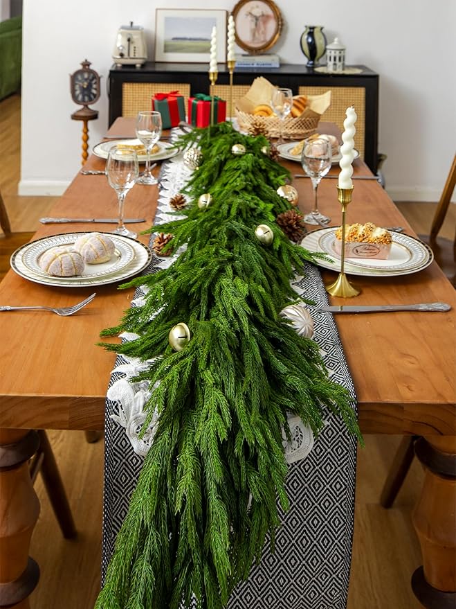 72" Extra Full Norfolk Pine Garland Realistic Christmas Garland Cedar Garland for Mantle Stairs Table Wall Fireplace Indoor Outdoor Xmas Christmas Decor Decorations