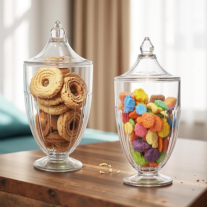 ZEERSHEE 2 Pack 26oz Glass Candy Jars with Lids Clear Decorative Storage Jar for Candy Cookies Wedding Party Favors