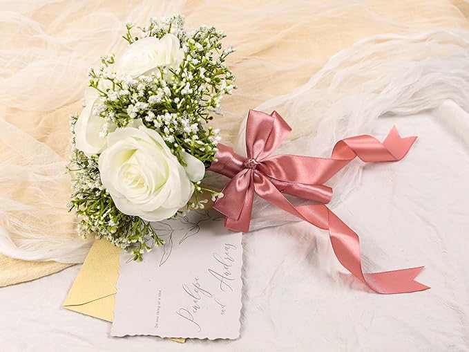 Rose Gold Satin Ribbon 1 inch X Continuous 100 Yards, Single Face Polyester Ribbon Perfect for Gift Wrapping, Flower Bouquet, Wedding Decor, Crafts, Bow Making, Sewing and More