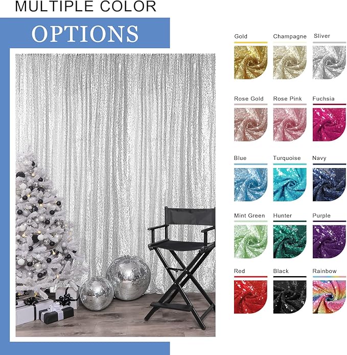 Hahuho Champagne Sequin Backdrop Curtain, 4PCS 2FTx8FT Glitter Backdrop Curtain for Parties, Christmas, Wedding, Party Decoration（4 Panels, 2FT x 8FT, Champagne