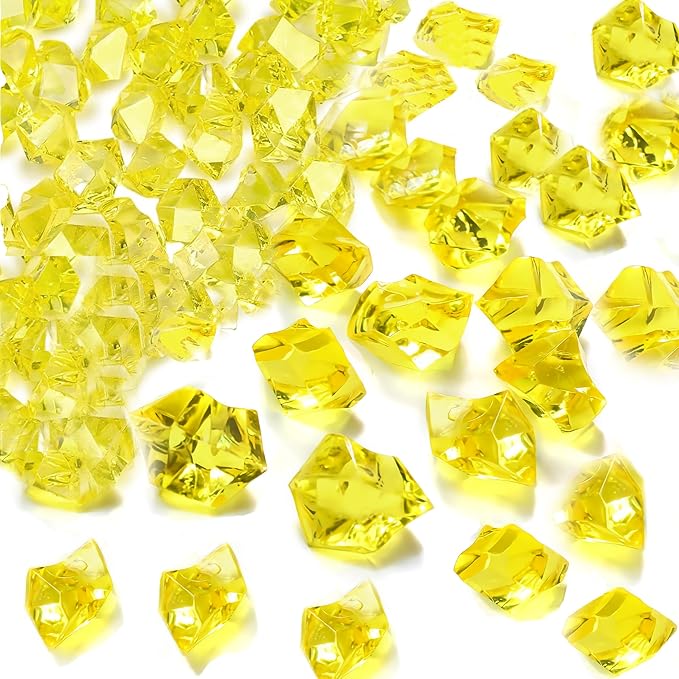 Fake Ice Cubes Fake Ice Rocks 1000PCS Acrylic Gems Gold Fake Crushed Ice Cubes Vase Fillers Centerpiece for Photography Accessories Props Decoration for Wedding Vase Fillers Party Table Scatter