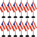 12 Pack Puerto Rico Desk Flags, Puerto Rican Desktop Flag, Small Miniature Office Flags with 12" Black Pole and Black Base, Offices, Classroom, Home, Festival Decoration (Puerto Rico)