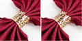 150PCS Rose Flower Paper Napkin Rings, Simple Napkin Holders Dinner Tables Rings Elegant Ornament Table Setting Decoration for Wedding, Christmas, Thanksgiving, Holiday, Party (Gold) (Pack of 2)