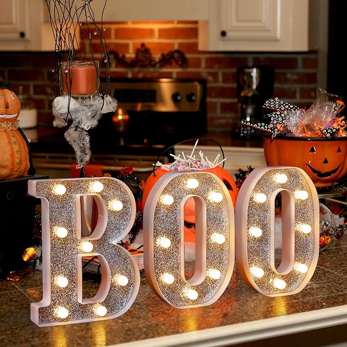 Marquee Light Up Letters, Glitter Silver LED Letter Lights Battery Powered Alphabet Letter Sign for Night Light Wedding Birthday Party Cafe Bar Decoration Girls Room Decor - G