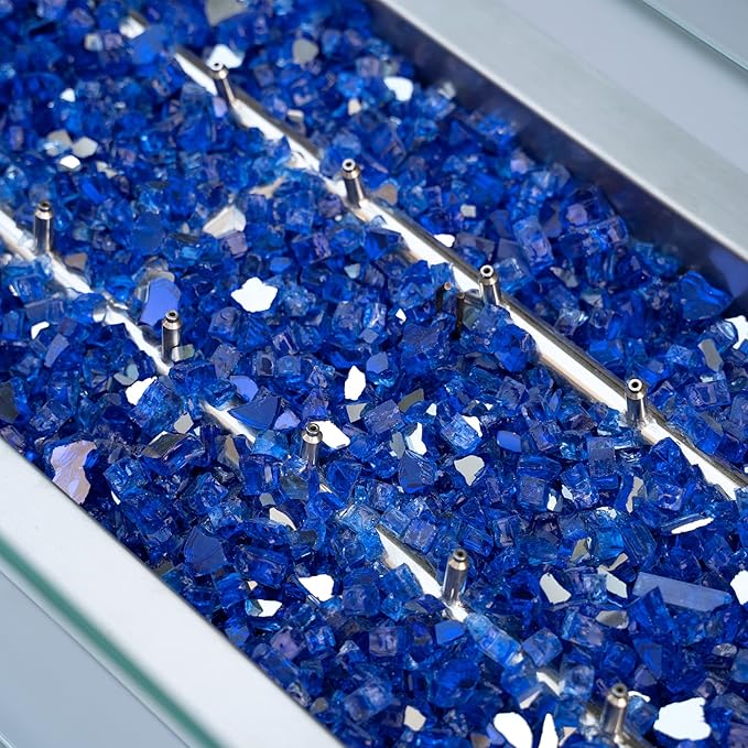 Stanbroil 10-Pound Fire Glass - 1/2 inch Reflective Tempered Fire Glass for Fireplace Fire Pit, Cobalt Blue Reflective