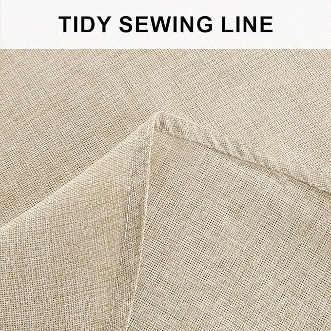 Hiasan Round Linen Tablecloth 60 Inch - Table Cloth Round Tablecloth Wrinkle and Stain Resistant Washable Polyester Fabric for Dining Room Kitchen Party, Beige