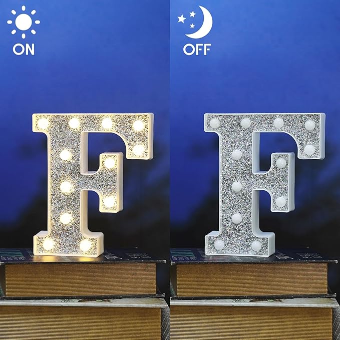 NW LIGHT Marquee Light Signs for Prom, Events, or Engagement Party Decor, Featuring Alphabet & Number Lighted Letters, Letter F