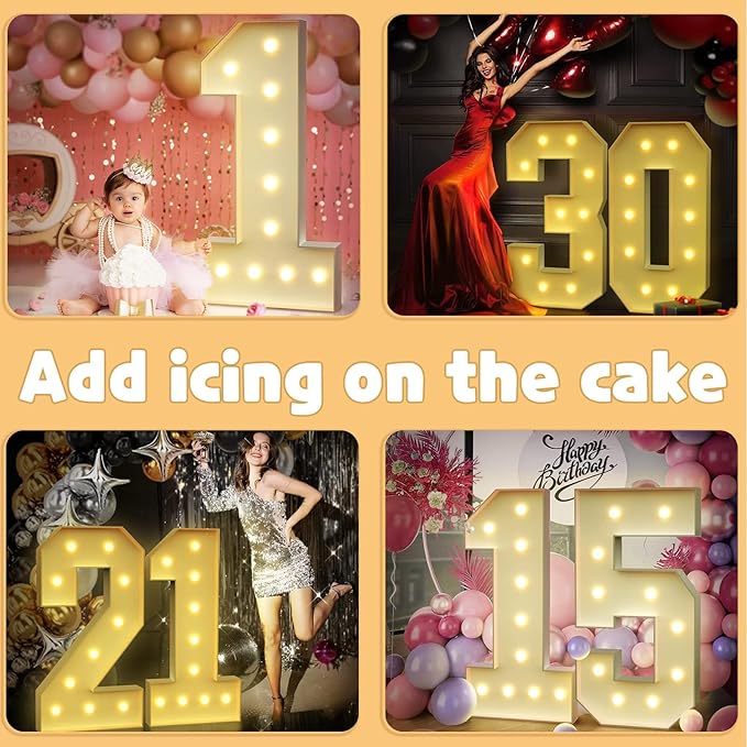 imprsv 4FT Marquee Numbers, Light Up Numbers 8 for 18th 80th Birthday Decorations, Large Light Up 8 Anniversary Party Deco, Pre-Cut Foam Board Kit