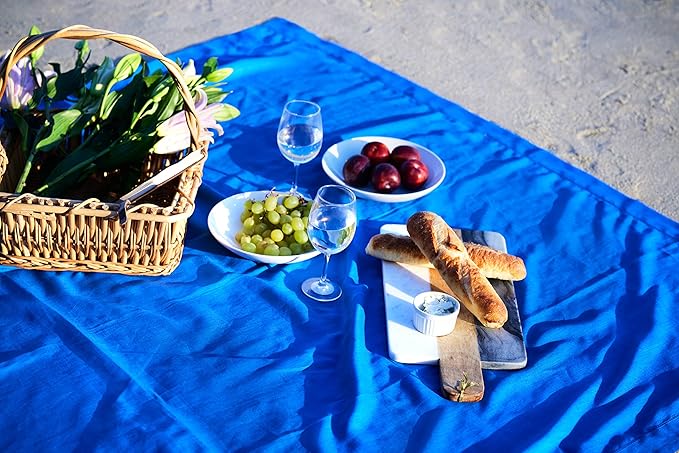 Solino Home Linen Royal Blue Table Runner 132 Inches Long - 100% Pure Linen Extra Long Table Runner 14 x 132 Inch - Classic Hemstitch