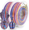 AMOLEN Silk PLA 3D Printer Filament Bundle, PLA Filament 1.75mm Shiny Multicolor Rainbow Pack, Fast Color Change 3D Printing Filament, Blue Red Yellow Green, 1KG X 2 Spools
