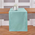 Solino Home Cotton Linen Table Runner 120 Inches Long - Hemstitch Pastel Turquoise Dining Table Runner 14 x 120 Inch