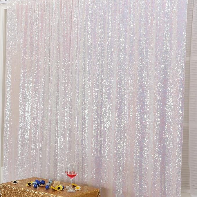 Poise3EHome 6FT x 6FT Iridescent Sequin Photography Backdrop Curtain for Party Decoration