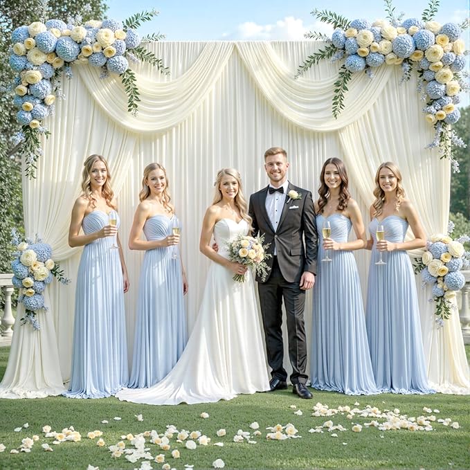 50ft x 12ft Ivory Backdrop Curtains Wrinkle Free Backdrop Curtain for Wedding Parties Ivory Fabric Backdrops Drapes Back Drop Cloth Bridal Shower Stage Curtains Wedding Decorations for Reception