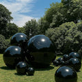 Inflatable Mirror Ball Set - Airtight PVC Spheres for Parties, Weddings, and Events. Perfect for Decoration, Hanging, and Displays. Includes Electric Pump (Black, 24in-2pk_32in_39in_47in_71")