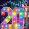 Marquee Numbers 20th-Birthday Decoration: Colorful 4FT Large Light Up 20 Year Old Birthday Decorations Anniversary Backdrop for Boys Girls Cardboard Sign 18 Colors Number 20 Mosaic Balloon Frame
