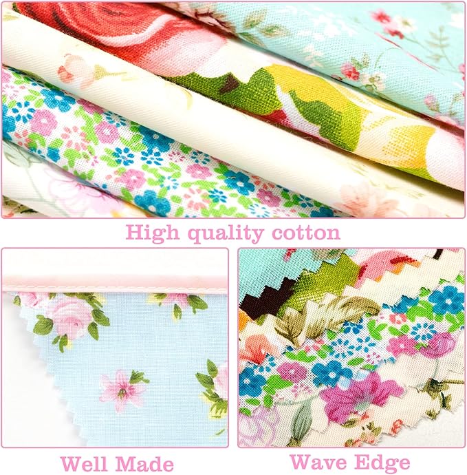 jijAcraft 39Ft Triangle Bunting Banner, 42Pcs Tea Floral Party Bunting Cotton Fabric Flags Pennant Garlands for Birthday Party, Wedding, Baby Shower, Outdoor and Home Decorations (Pink and Grenn)