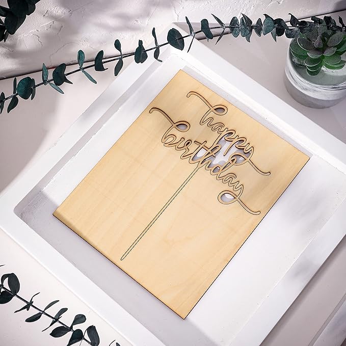 Happy Birthday Cake Topper - High-end Basswood Craft Durable Multifunctional Cake Topper, Wooden Textured Cake Decoration for Birthday Party Decoration,the Best Souvenirs for Family and Friends.