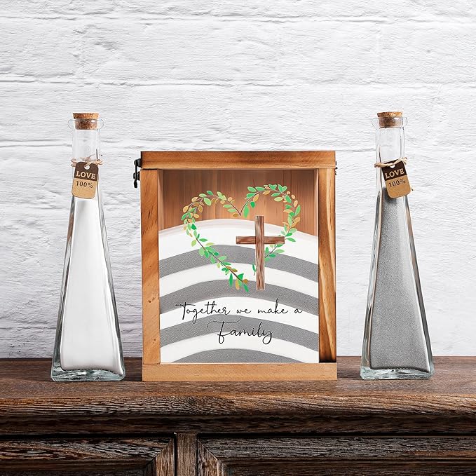 Blosssound Unity Sand for Wedding Ceremony Set Christian Together We Make a Family Unity Sand Ceremony Shadow Box and Vases for Religious Wedding Centerpiece Marriage Bridal Party Supplies