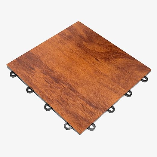 IncStores 3/8" Thick Dark Maple Dance Floor Tiles - 12"x12" Snap Together Printed Vinyl for Practice & Performance - 1 Tile Pack