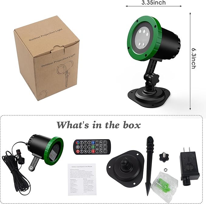 Outdoor Laser Lights Projector with 3 Color Motion Firefly Lights Show, RGB Christmas Decor for Trees, Patio, Landscape