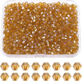 PATIKIL 1000pcs 4mm Bicone Glass Crystal Beads, Faceted Glass Spacer Beads with Box for Jewelry Making Bracelet Necklace Earrings DIY Suncatcher Craft, Amber AB