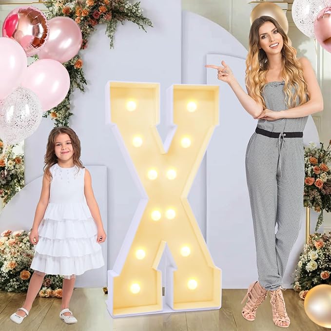 4ft Marquee for Letters X, Large Light up Letters, Multifunctional Large Marquee for Letters 4 Feet Tall for Party Decorations, Letter Balloons, Wedding Decor, Proposal Decorations (Letters X)