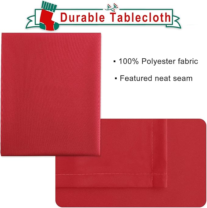 Hiasan Red Tablecloth Rectangle - Wrinkle Resistant and Waterproof Dining Room Washable Christmas Table Cloth, Polyester, 70 x 120 Inch