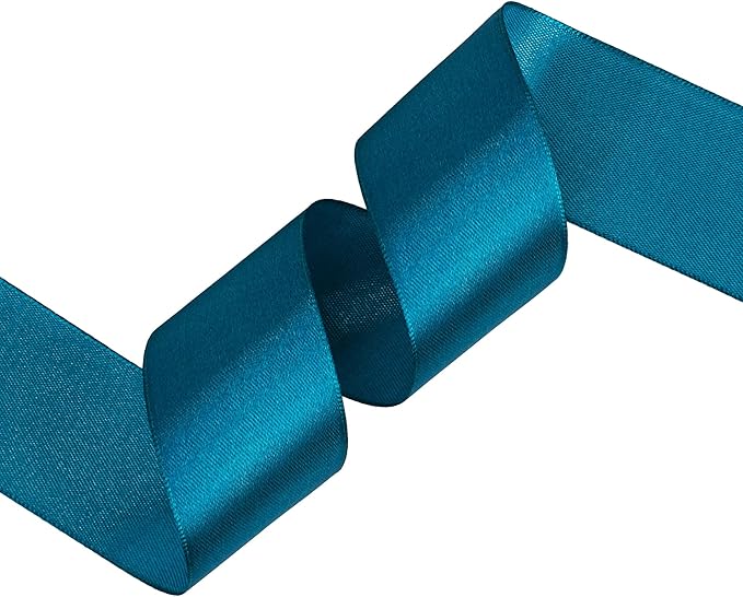 Turquoise Satin Ribbon 1-1/2 inch X Continuous 25 Yards, Single Face Polyester Ribbon Perfect for Gift Wrapping, Flower Bouquet, Wedding Decor, Crafts, Bow Making, Sewing and More