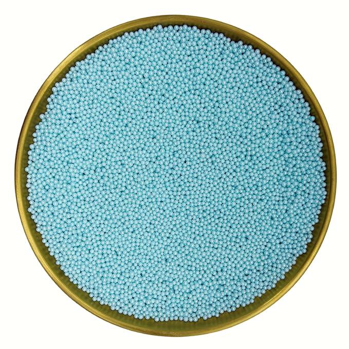 Dynastang 2mm Light Blue Pearls Sprinkles Edible Pearls Cake Decorating Stars Cake Decorations Cupcake Toppers Cookie Decorating Perfect for Cakes, Cupcakes, Desserts Toppings 3OZ
