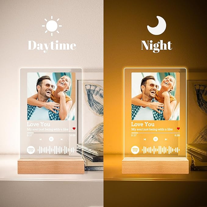 Custom Spotify Plaque Picture Frames, Custom Acrylic Spotify Song Plaque, Personalized Photo Picture Frame, Personalized Anniversary Birthday Gifts for Women Men Girlfriend Boyfriend Couples Her Him