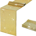SquarePie Disco Table Runner Mirror Glitter Black and Gold Sequin Runner for 70s 80s Disco Dance Bachelorette Party Supplies Table Decorations (12x108 Inches ,2 Pack)