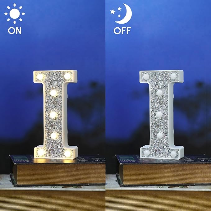 Glitter Light Up Letters - Marquee Signs for Decorations, Prom, Events & Engagement Parties, Featuring Alphabet & Number Letters