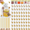 Aliggbent 126 Pack Mini Honey Jars for Party Favors in Bulk, 1.5 oz Small Round Glass Honey Jars with Dippers, Lids, Cute Stickers, Bee Charms, Bags and Jute for Baby Showers, Weddings & Birthdays