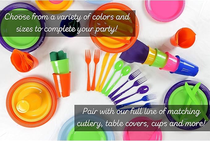 Party Solids Pack Of 12 Premium Plastic Tablecloth 84 Inch Round Table Cover - Clear