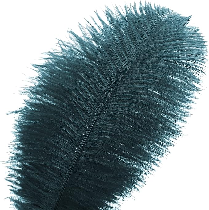 Ballinger Teal Ostrich Feathers Bulk - 24Pcs 10-12inch Feathers for Party Centerpieces, Flower Arrangement and Home Decor(Teal)