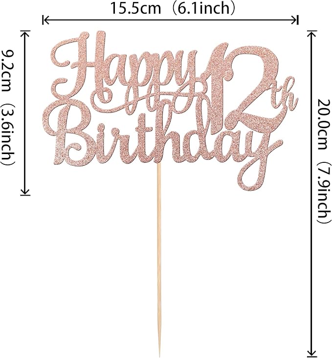 1 PCS Happy 12th Birthday Cake Topper Glitter Cheers to 12 Years Birthday Cake Pick 12 Fabulous Cake Decoration for Happy 13th Birthday Theme Party Decorations Supplies Rose Gold