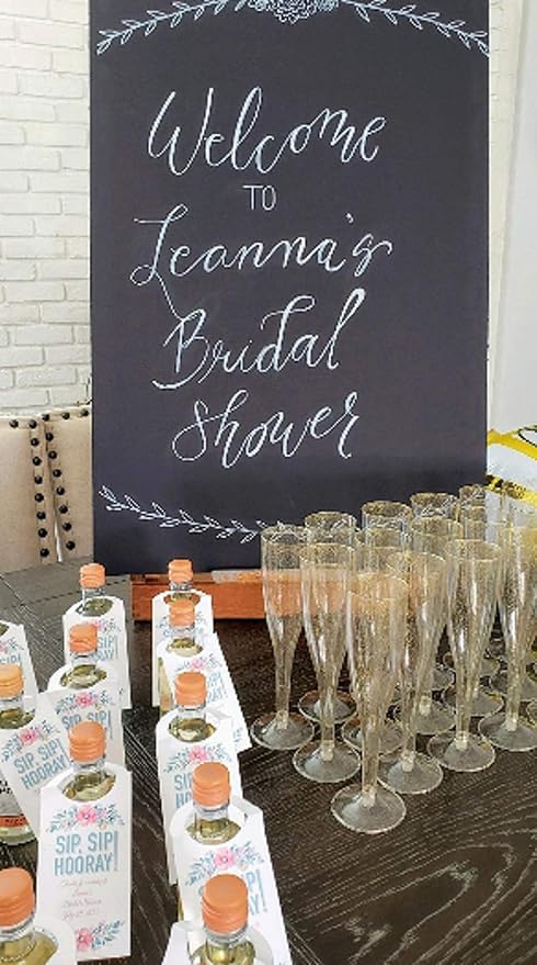 Oojami 90 Plastic 6.5 oz Disposable Champagne Flutes Ideal for Toasting, Wedding, Birthday, Baby Showers, Retirement, Celebration, Mimosa, Cocktails, Engagements, Birthday, Parties (Gold Glitter)