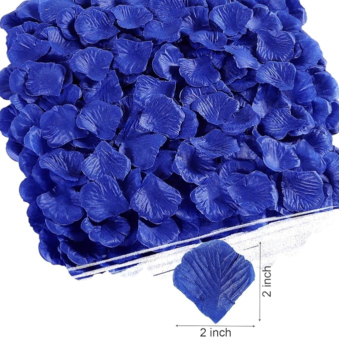 1000 Pcs Dark Blue Rose Petals Artificial Silk Flower Petals Romantic Decorations for Wedding Engagement Birthday Event Anniversary Party Backdrop Supplies