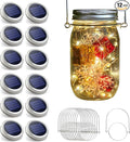 Urvoix Solar Mason Jar Lights - 12 Pack 30 Led Waterproof Jar Lids String Lights with 12 Handle, Perfect for Outdoor Garden Backyard Decorations