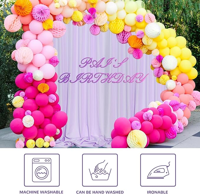 MEETSKY Lavender Backdrop Curtain for Parties Wedding Light Purple Background Curtains Backdrop Rod Pocket Drapes Fabric Decoration for Birthday Gril Party Baby Shower Photoshoot, 5ft x 7ft, 2 Panels