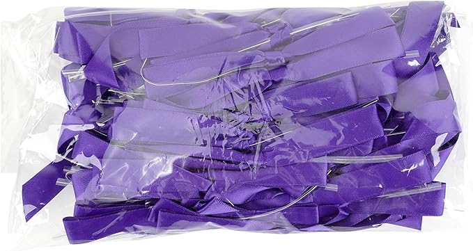 50 PCs Purple Bow 5 Inch Long Tail Bows for Gift Wrapping, Easter Bow Party Decorations, Twist Tie Bows, Satin Bows for Crafts, Premade Bows for Presents, Treat Bags, Bottles, Cakes