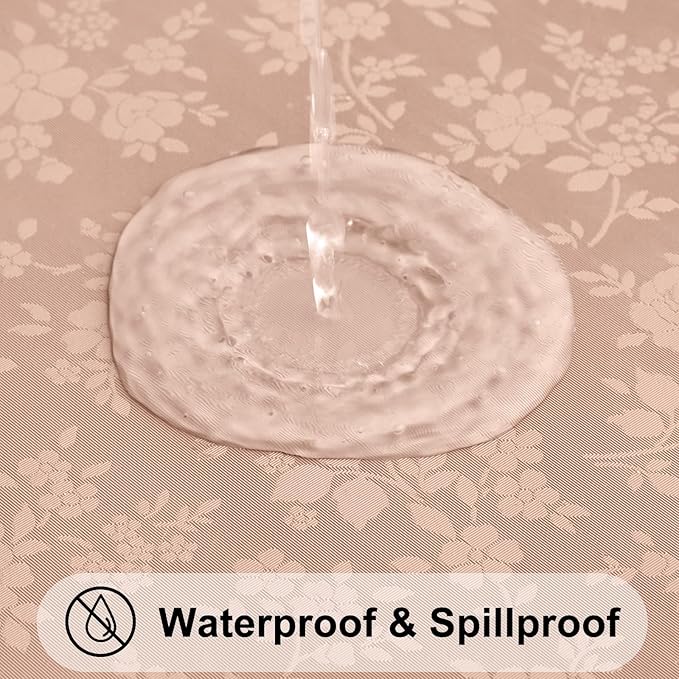 Smiry Rectangle Table Cloth, Waterproof Heavy Duty Vinyl Tablecloths, Wipeable Washable Table Cover for Kitchen and Dining Room (Tan, 60" X 102")