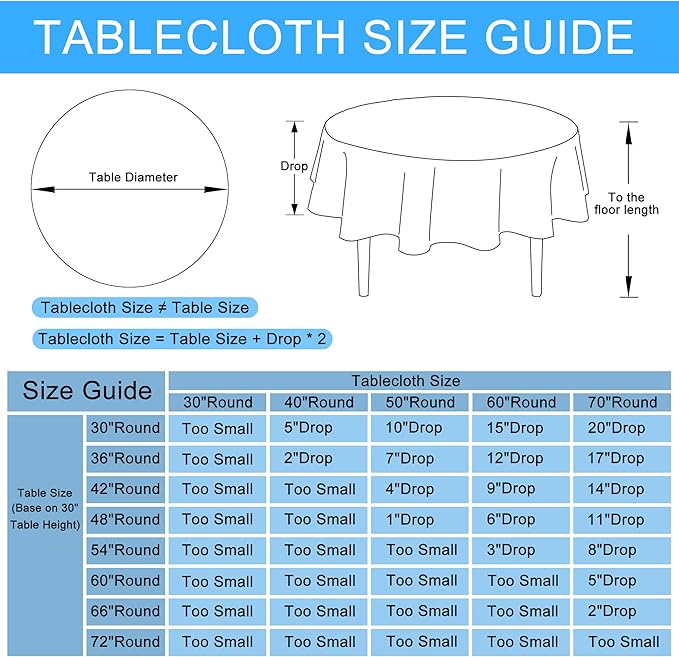 Hiasan Round Linen Tablecloth 45 Inch - Wrinkle and Stain Resistant Washable Polyester Fabric Table Cloth for Dining Room Kitchen Party, Beige
