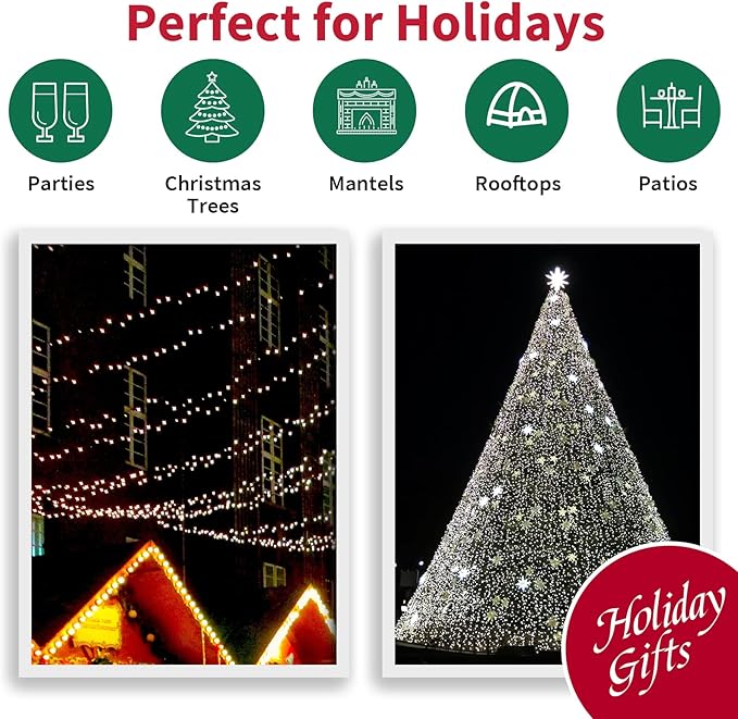 100 Count Cool White -String Lights - 21.6FT LED Christmas Lights, Mini led Lights for Indoor Outdoor Home Holiday Party Wedding Independence Day Decoration