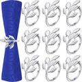 Hotop 200 Pcs Leaf Napkin Rings Set Silver Metal Napkins Rings Holders Bulk Glossy Table Adornment for Vintage Wedding Bridal Thanksgiving Christmas Holidays Fall Dinner Party Decoration Favors