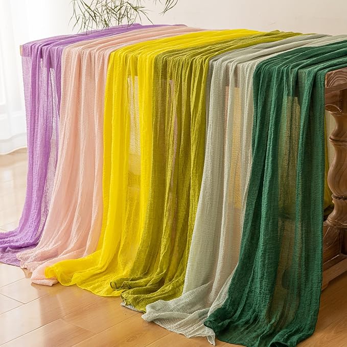 Moss Green Cheesecloth St Patricks Day Table Runner Gauze 120 Inch 10 FT Rustic Boho Cheese Cloth Runner for Wedding Baby Shower Bridal Shower Long Sheer Home Decorations