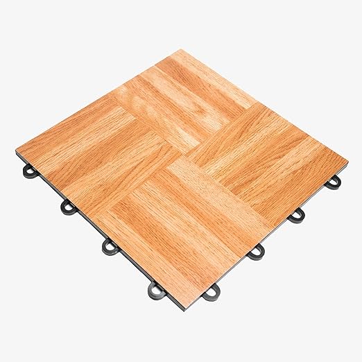 IncStores 3/8" Thick Snap Together Dance Flooring Tiles | 12”x12” Printed Vinyl Dance Floor Tiles for Practice & Performance | Oak | 52 Tile Pack