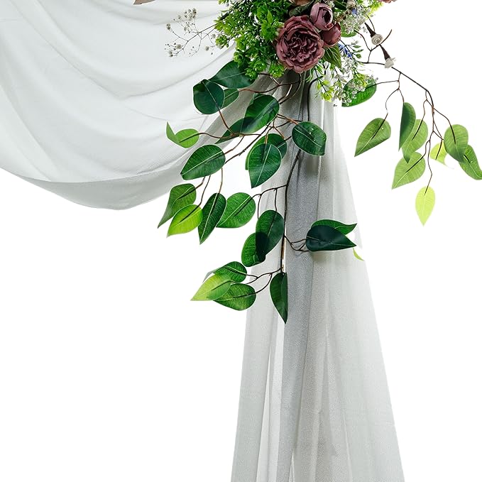 VDS Pack of 2 Panel (30 Inch X 100 Feet) Wedding Arch Draping Fabric Sheer Chiffon Fabric Drapery for Wedding Ceremony Reception Swag Backdrop Canopy Chuppah ARBO Altars Decoration (Grey)